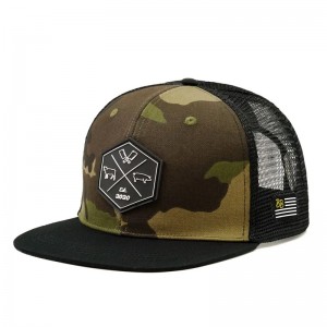 Bán buôn tùy chỉnh hip hop camo snapback lưới thêu logo bản vá tùy chỉnh 6 bảng điều khiển xe tảinắp và mũ