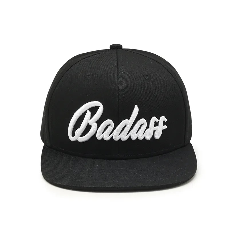 Thiết kế OEM phẳng 6 Bảng điều khiển tùy chỉnh logo thêu 3D Hip Hop mũ Snapback For Men